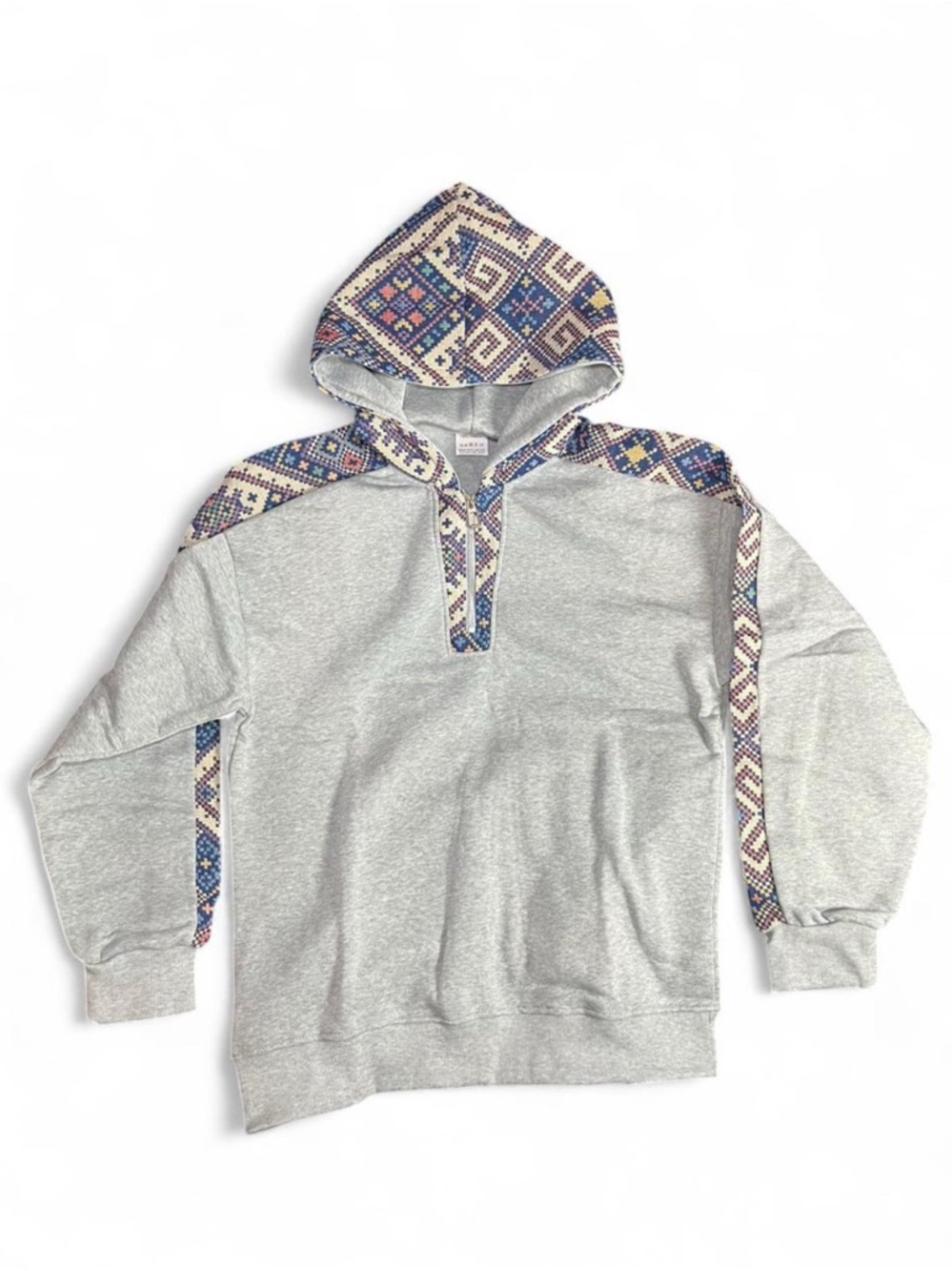 Men's Ethnic Tribal Aztec Pattern Color Hoodie Quarter Zip Pullover - Brand New